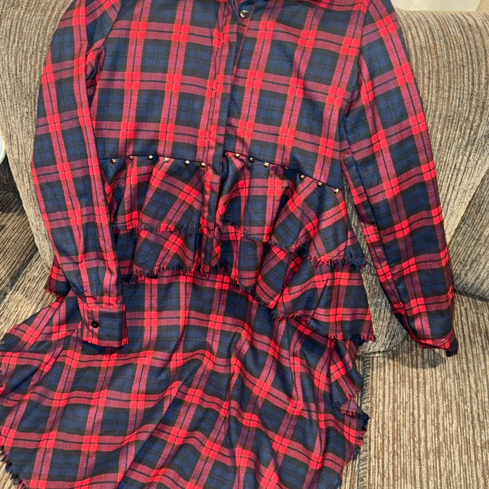 DO+BE Red and Blue Plaid Kids Dress